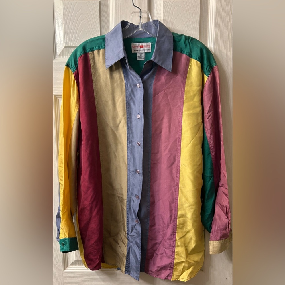 Stunt collections Multicolor vintage Men's 100% silk dress Shirt size s